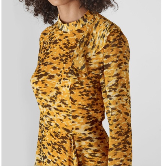 Whistles Ines Ikat Animal Print long sleeve midi dress womens 4 cocktails office - Picture 2 of 11